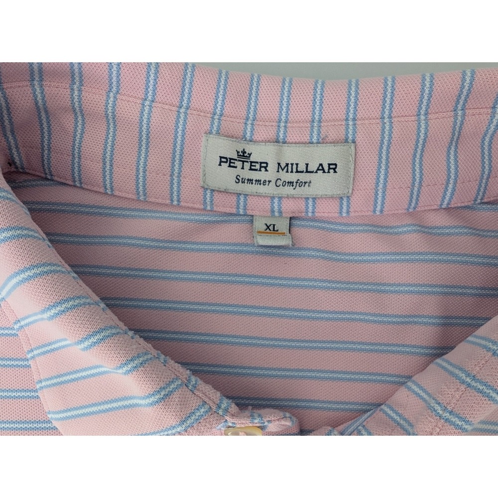 Peter Millar Summer‎ Comfort Polo Shirts Mens XL Lot of 2 Stripe Blue Pink Golf - Picture 4 of 9